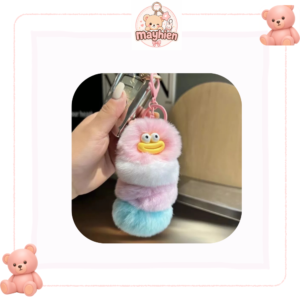 Móc khoá lông hình con sâu bướm