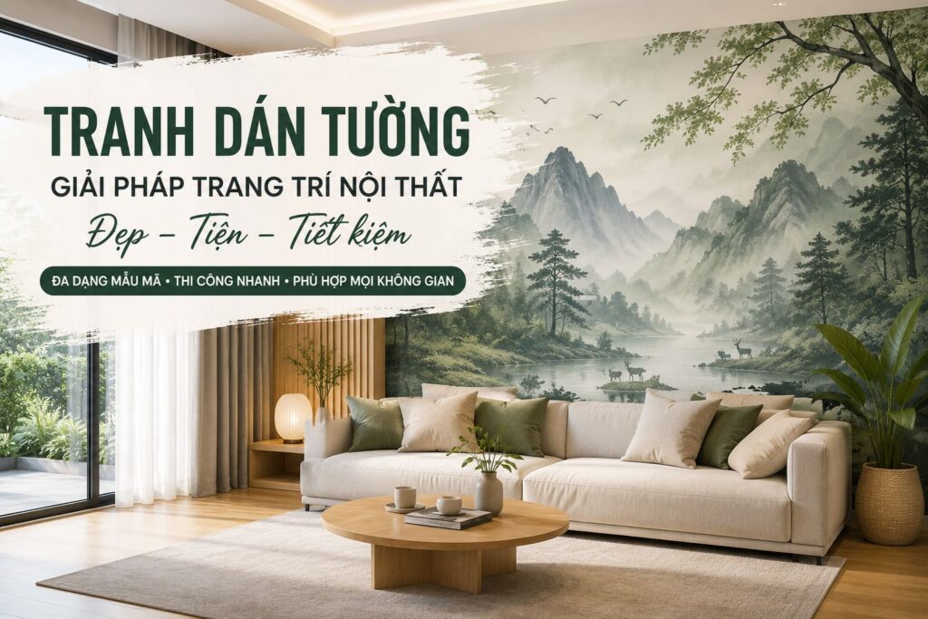 tranh dán tường, giải pháp trang trí đẹp, tiết kiệm.
